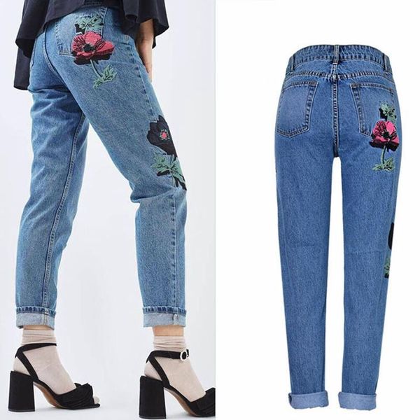 slim high waist pencil pants cotton trousers blue/black women's casual jeans fashion rose embroidery denim
slim high waist pencil pants cotton trousers blue/black women's casual jeans fashion rose embroidery denim