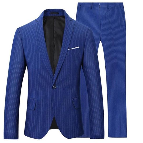 stripes blue men's suit a button business large size 2 pieces sets of jacket pants 261 suits & blazers, White;black
stripes blue men's suit a button business large size 2 pieces sets of jacket pants 261 suits & blazers, White;black