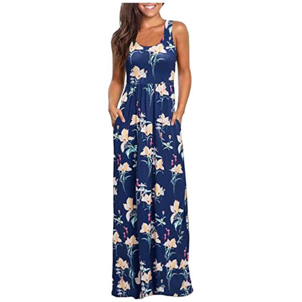 women's dress ladies sleeveless pocket casual floral printing beach long maxi loose sundress vestidos plus size dresses, Black;gray
women's dress ladies sleeveless pocket casual floral printing beach long maxi loose sundress vestidos plus size dresses, Black;gray
