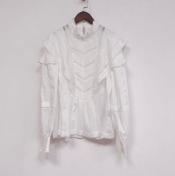 womens ruffled hollow out lace blouse solid color or floral printed long sleeve vintage shirt and 2021 autumn, White
womens ruffled hollow out lace blouse solid color or floral printed long sleeve vintage shirt and 2021 autumn, White