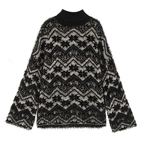 perhaps u women sweater knitted pullovers black flare sleeve loose winter crew neck geometric m0460 210529, White
perhaps u women sweater knitted pullovers black flare sleeve loose winter crew neck geometric m0460 210529, White