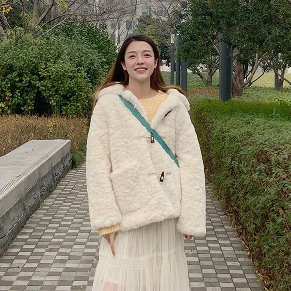women's fur & faux 2021 autumn winter white imitation hair sheep horn button coat thickened style lady warm cardigan, Black
women's fur & faux 2021 autumn winter white imitation hair sheep horn button coat thickened style lady warm cardigan, Black