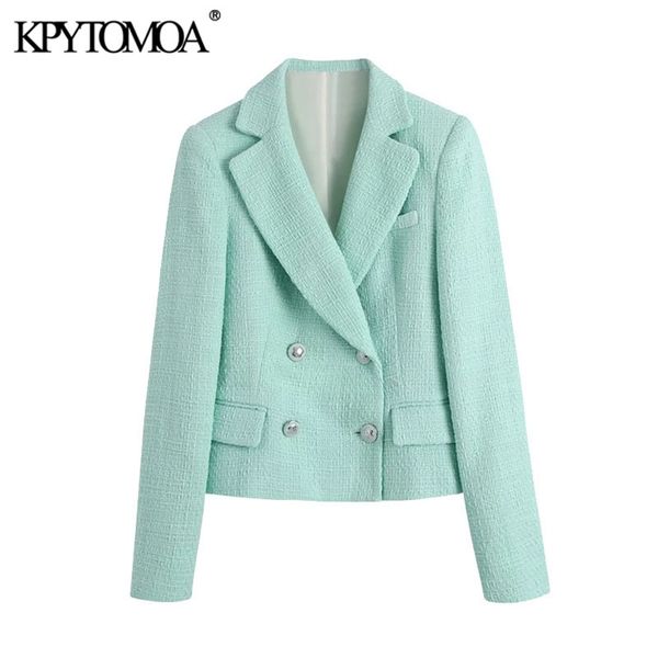 women fashion double breasted cropped tweed blazer coat long sleeve pockets female outerwear chic veste 210420, White;black
women fashion double breasted cropped tweed blazer coat long sleeve pockets female outerwear chic veste 210420, White;black