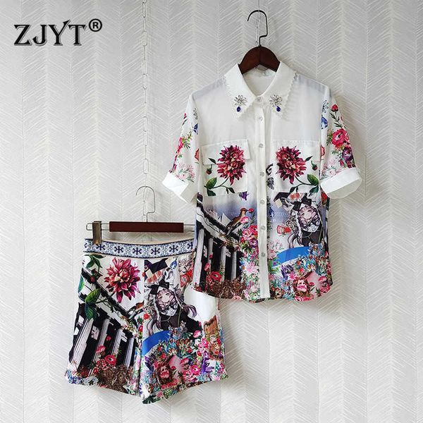 fashion runway summer shorts sets for women outfit beading floral print shorts suit 2 piece clothing matching set 210601, White
fashion runway summer shorts sets for women outfit beading floral print shorts suit 2 piece clothing matching set 210601, White