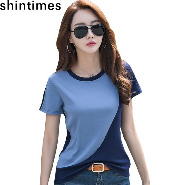 women's t-shirt summer tshirts for women korean fashion slim tee femme patchwork cotton t o-neck short sleeve tshirt womens z3ii, White
women's t-shirt summer tshirts for women korean fashion slim tee femme patchwork cotton t o-neck short sleeve tshirt womens z3ii, White