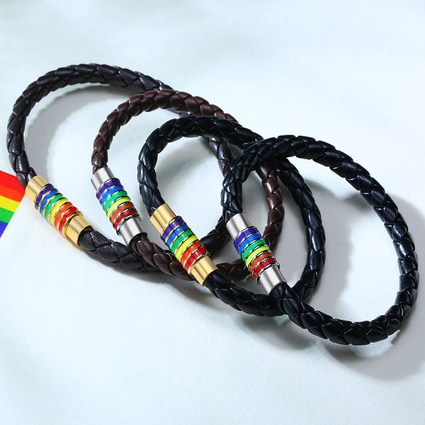 trendy genuine leather bracelet men women stainless steel rainbow weave braided rope bracelets for male female friendship bangle jewelry, Golden;silver
trendy genuine leather bracelet men women stainless steel rainbow weave braided rope bracelets for male female friendship bangle jewelry, Golden;silver