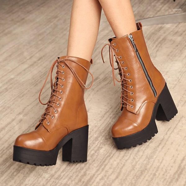 boots high heels platform ladies shoes women mid-calf lace up zipper rivets sapatos femininos leather size 34-4311, Black
boots high heels platform ladies shoes women mid-calf lace up zipper rivets sapatos femininos leather size 34-4311, Black