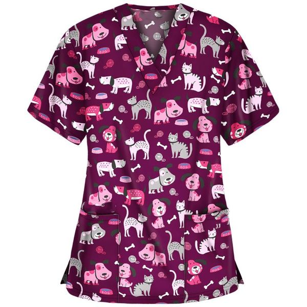 women's t-shirt women short sleeve v-neck working uniform cartoon cute puppy cat animal print comfortable breathable t-shirts, White
women's t-shirt women short sleeve v-neck working uniform cartoon cute puppy cat animal print comfortable breathable t-shirts, White