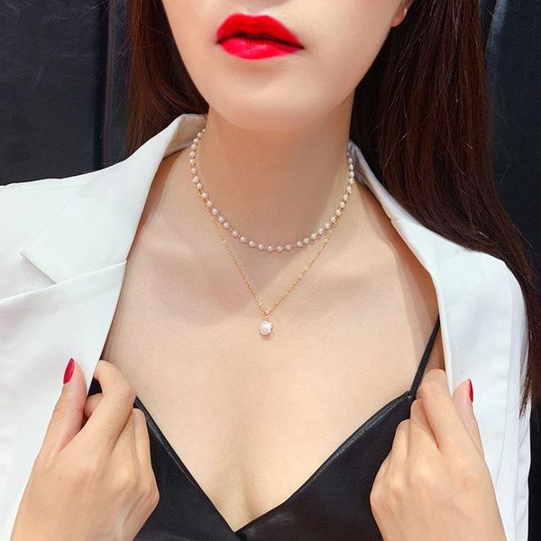 chains japan and south korea net red double-layer pearl temperament, simple small, high-grade sense neck chain, Silver
chains japan and south korea net red double-layer pearl temperament, simple small, high-grade sense neck chain, Silver