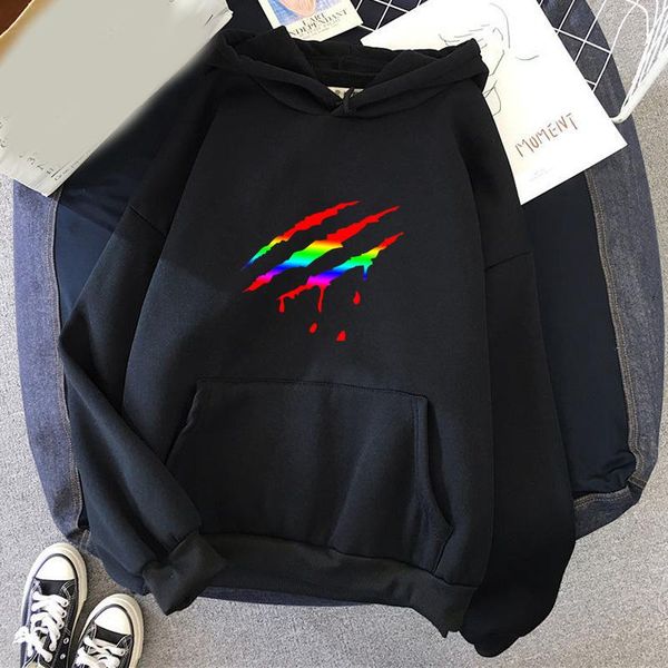 women's hoodies & sweatshirts blood claw print reflective rainbow oversize t shirts y2k hip hop harajuku streetwear tees casual half sl, Black
women's hoodies & sweatshirts blood claw print reflective rainbow oversize t shirts y2k hip hop harajuku streetwear tees casual half sl, Black