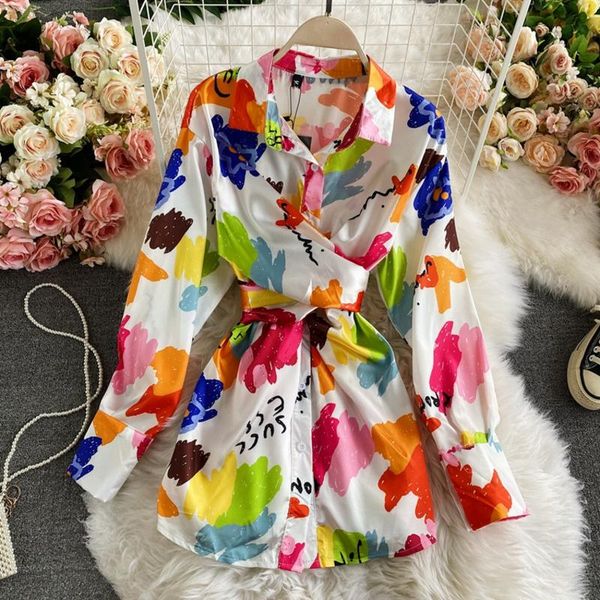 women's blouses & shirts 2021 autumn fashion long sleeve turn-down collar floral print satin braight chic dress irregular bandage bow b, White
women's blouses & shirts 2021 autumn fashion long sleeve turn-down collar floral print satin braight chic dress irregular bandage bow b, White