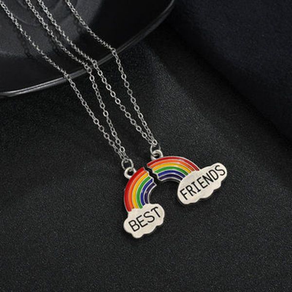 pendant necklaces 2 pcs/set women stitching heart rainbow friendship couple necklace fashion friend one pair choker jewelry, Silver
pendant necklaces 2 pcs/set women stitching heart rainbow friendship couple necklace fashion friend one pair choker jewelry, Silver