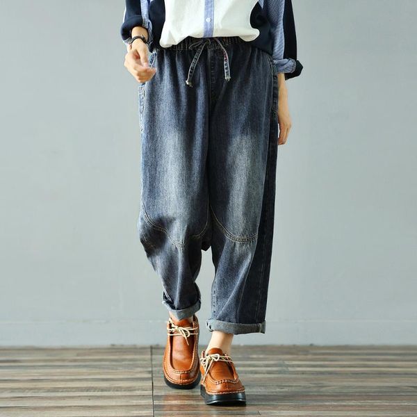 women large size jeans autumn loose casual retro denim pants 2021 female elastic waist pocket bleached all-match trousers women's, Blue
women large size jeans autumn loose casual retro denim pants 2021 female elastic waist pocket bleached all-match trousers women's, Blue