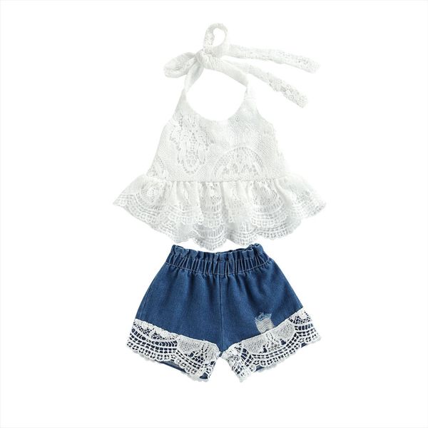 0 6y summer lovely kids girls clothes sets 2pcs lace flowers printed sleeveless belt vest denim shorts, White
0 6y summer lovely kids girls clothes sets 2pcs lace flowers printed sleeveless belt vest denim shorts, White