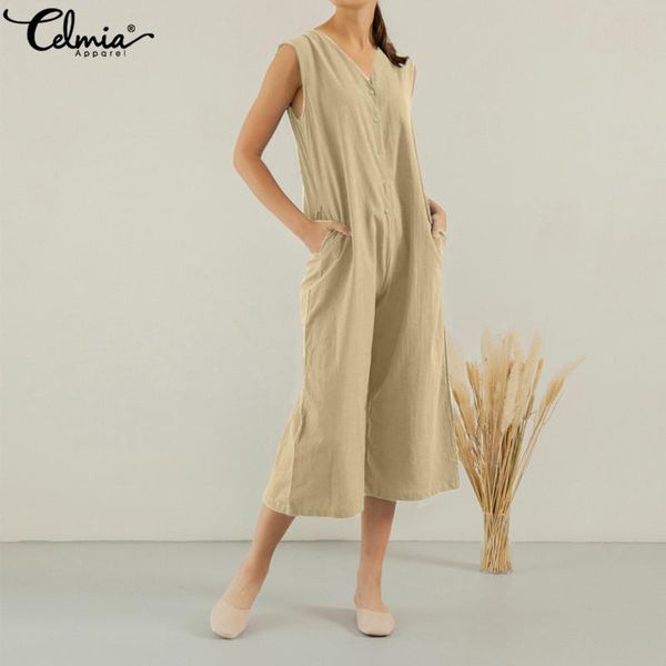women's jumpsuits & rompers celmia plus size women linen 2021 summer sleeveless wide leg romper bib overalls casual playsuits loose lon, Black;white
women's jumpsuits & rompers celmia plus size women linen 2021 summer sleeveless wide leg romper bib overalls casual playsuits loose lon, Black;white