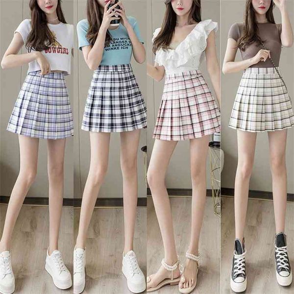 women pleated plaid print summer high waist mini fashion chic street student uniform ladies outfits 210522, Black
women pleated plaid print summer high waist mini fashion chic street student uniform ladies outfits 210522, Black