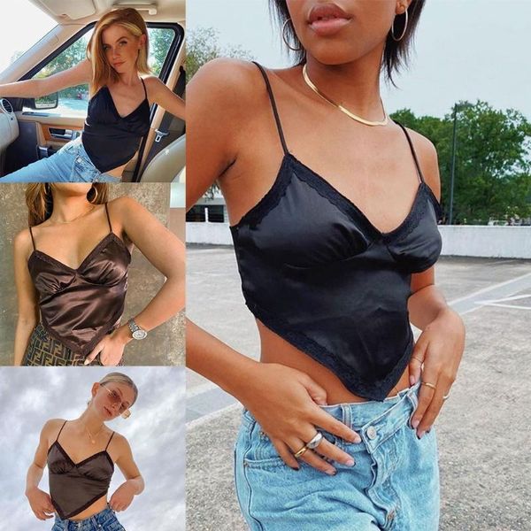 women's tanks & camis women satin spaghetti strap crop v-neck backless lace trim slim camisole solid color irregular hem sling vest, White
women's tanks & camis women satin spaghetti strap crop v-neck backless lace trim slim camisole solid color irregular hem sling vest, White