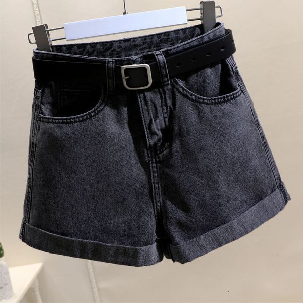 women's shorts loose denim summer hem high waist slim a-line versatile short pants, White;black
women's shorts loose denim summer hem high waist slim a-line versatile short pants, White;black