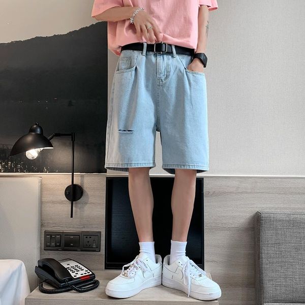 men's shorts 2021 summer jeans casual knee-length short pants denim washed classic ripped hole bottoms homme streetwear clothing, White;black
men's shorts 2021 summer jeans casual knee-length short pants denim washed classic ripped hole bottoms homme streetwear clothing, White;black
