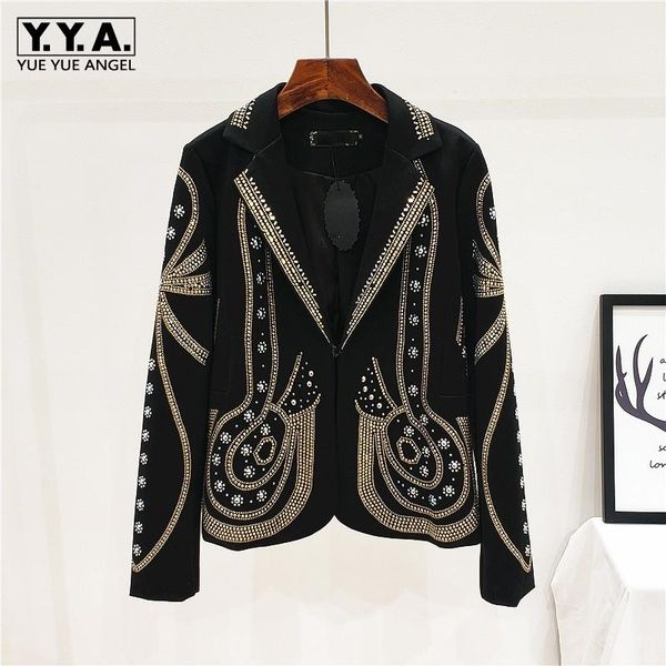 designer metal rivets diamonds blazer women street slim single button suit jacket fashion elegant black party lady outerwear women's su, White;black
designer metal rivets diamonds blazer women street slim single button suit jacket fashion elegant black party lady outerwear women's su, White;black