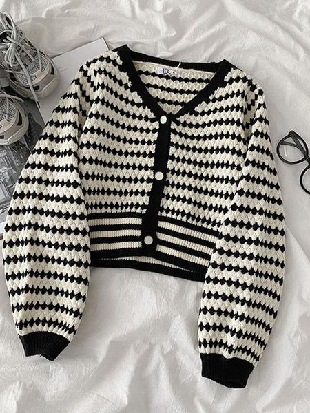 women's sweaters cmaz striped sweater 2021 spring clothing korean style, White;black
women's sweaters cmaz striped sweater 2021 spring clothing korean style, White;black