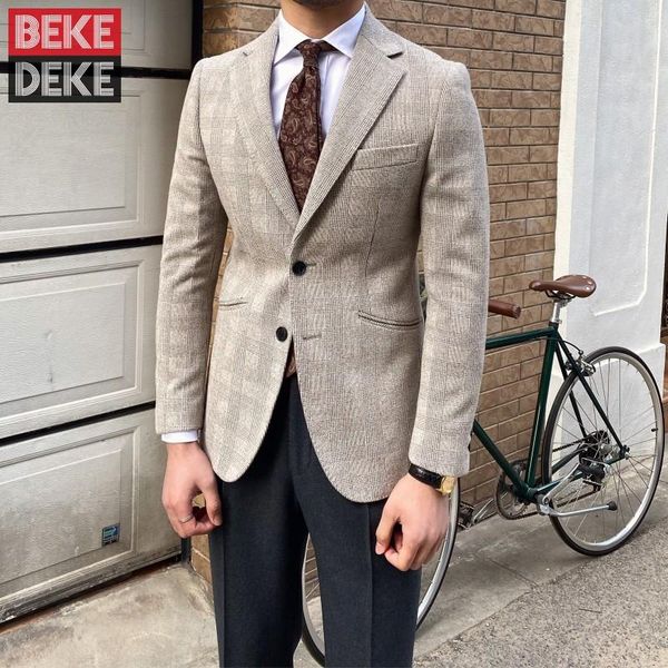 british business men slim fit plaid blazer jacket single breasted office work suit coat vintage blazers outerwear men's suits, White;black
british business men slim fit plaid blazer jacket single breasted office work suit coat vintage blazers outerwear men's suits, White;black