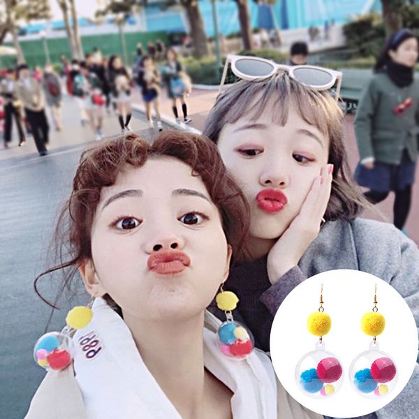 dongdamen funny transparent color net red personality exaggerated size hair ball earrings female, Silver
dongdamen funny transparent color net red personality exaggerated size hair ball earrings female, Silver