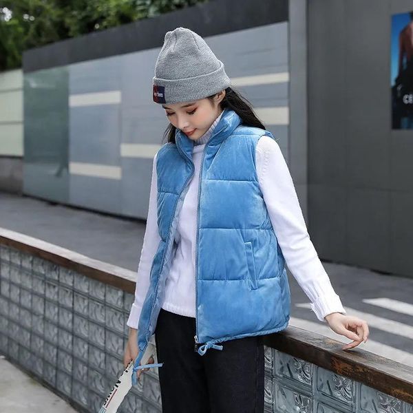 women's vests 2021 women vest jacket winter short golden velvet cotton female stand collar waistcoats windproof warm waistcoat, Black;white
women's vests 2021 women vest jacket winter short golden velvet cotton female stand collar waistcoats windproof warm waistcoat, Black;white