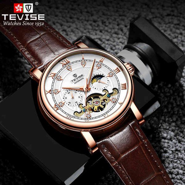 tevise 2022 new men automatic mechanical fashion brand sport watches tourbillon moon phase watch relogio masculino, Slivery;brown
tevise 2022 new men automatic mechanical fashion brand sport watches tourbillon moon phase watch relogio masculino, Slivery;brown