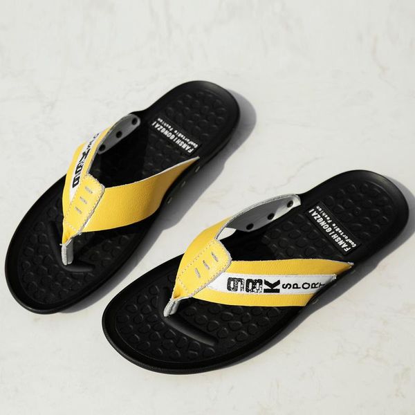 summer man flip flops leather men beach casual shoes white yellow outdoor slippers mens plus size 45 46 for guests, Black
summer man flip flops leather men beach casual shoes white yellow outdoor slippers mens plus size 45 46 for guests, Black