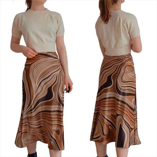 women vintage irregular wavy print skirt casual long skirt brown stripe printed pattern high waist fishtail, Black
women vintage irregular wavy print skirt casual long skirt brown stripe printed pattern high waist fishtail, Black