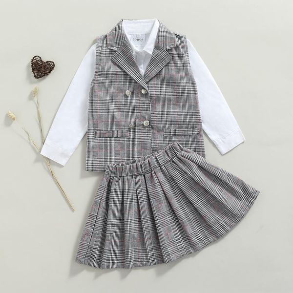 clothing sets 3pcs kids school suit, lapel long sleeve shirt matching plaid suit waistcoat + pleated skirt for girls, 2-7 years, White
clothing sets 3pcs kids school suit, lapel long sleeve shirt matching plaid suit waistcoat + pleated skirt for girls, 2-7 years, White