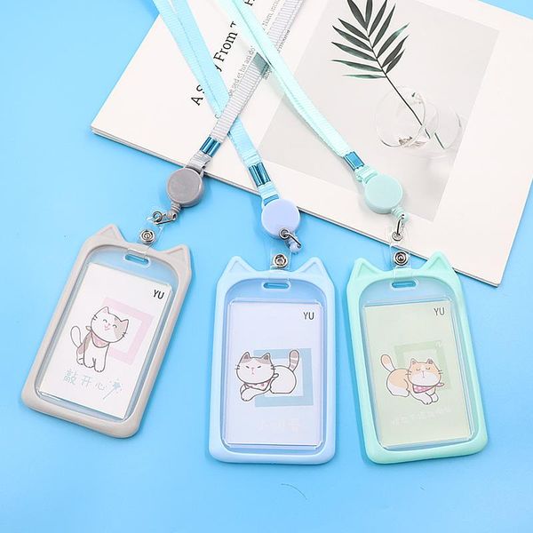 card holders cute cat staff work holder with neck strap retractable clip badge reel employee's cover case lanyard id name, Brown;gray
card holders cute cat staff work holder with neck strap retractable clip badge reel employee's cover case lanyard id name, Brown;gray