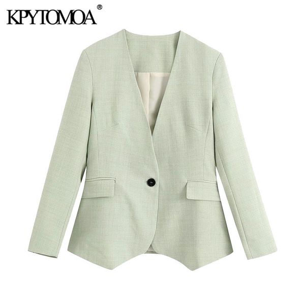 kpyomoa women fashion office wear single button blazers coat vintage v neck long sleeve pockets female outerwear chic 210416, White;black
kpyomoa women fashion office wear single button blazers coat vintage v neck long sleeve pockets female outerwear chic 210416, White;black
