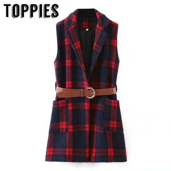 ies red green plaid waistcoat slim waistband jacket women spring outwear 210412, White;black
ies red green plaid waistcoat slim waistband jacket women spring outwear 210412, White;black