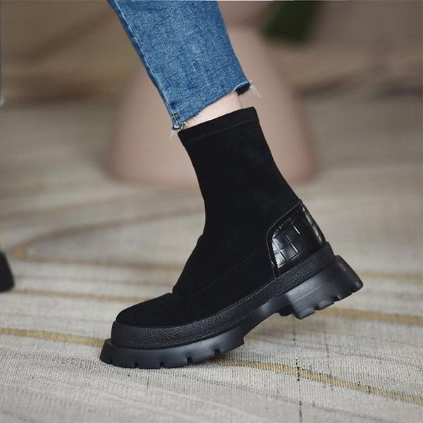 boots ankle female flock platform shoes woman slip on low heel footwear ladies autumn winter women's botas mujer, Black
boots ankle female flock platform shoes woman slip on low heel footwear ladies autumn winter women's botas mujer, Black
