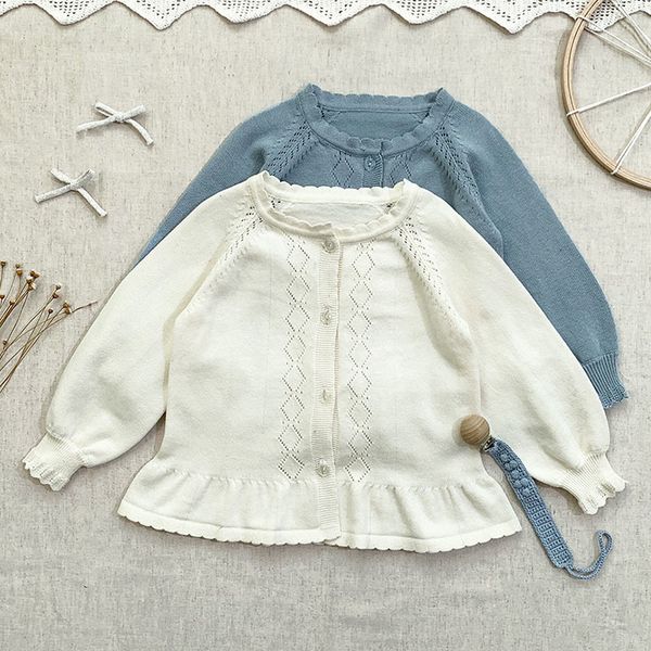 spring autumn girls hollow out pure color cardigan coat clothing long sleeve knit children sweater s 210429, Blue
spring autumn girls hollow out pure color cardigan coat clothing long sleeve knit children sweater s 210429, Blue