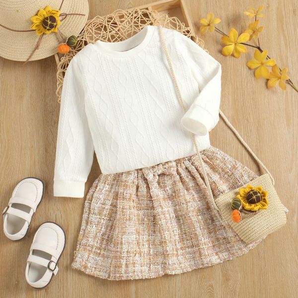 clothing sets 2pcs winter fall children baby girl outfits solid color long sleeve pullover plaid a-line skirt girls clothes set, White
clothing sets 2pcs winter fall children baby girl outfits solid color long sleeve pullover plaid a-line skirt girls clothes set, White