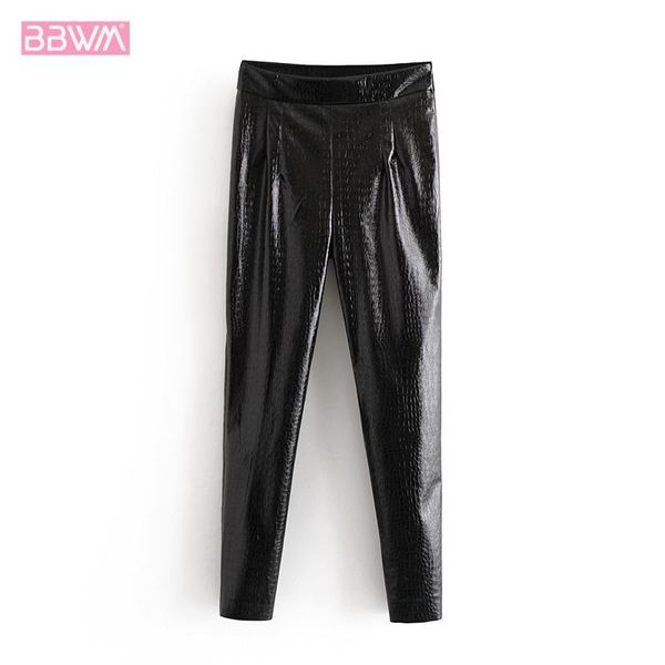 women's pants & capris pu retro black shiny texture patent leather trousers fashion all-match slim chic female, Black;white
women's pants & capris pu retro black shiny texture patent leather trousers fashion all-match slim chic female, Black;white