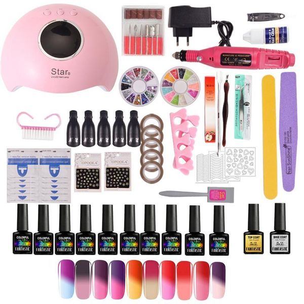nail set uv led lamp dryer with choose 10 colors gel polish kit soak off manicure drill machine art tools1
nail set uv led lamp dryer with choose 10 colors gel polish kit soak off manicure drill machine art tools1