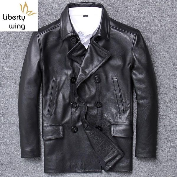 men's leather & faux brand double breasted cowhide trench coat men black biker real jacket slim business casual formal outwear oversize
men's leather & faux brand double breasted cowhide trench coat men black biker real jacket slim business casual formal outwear oversize