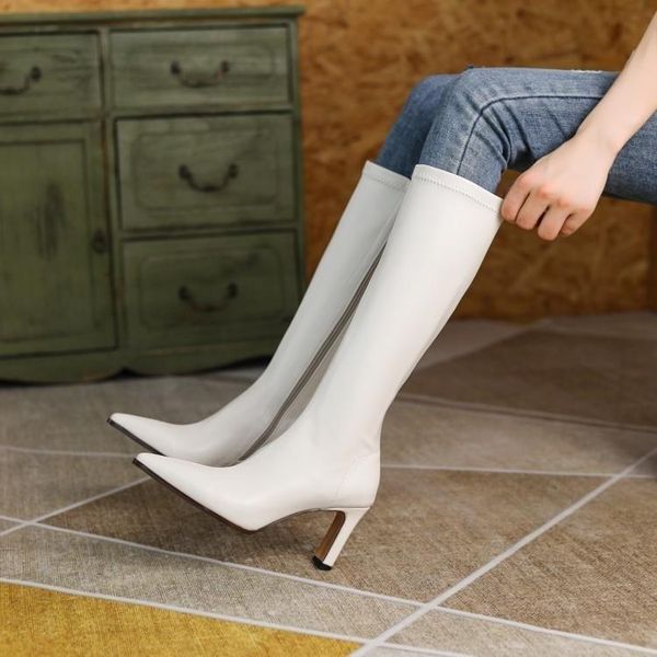 boots pointed thin heel white side zipper women's knee length 2021 high tube knight long, Black
boots pointed thin heel white side zipper women's knee length 2021 high tube knight long, Black