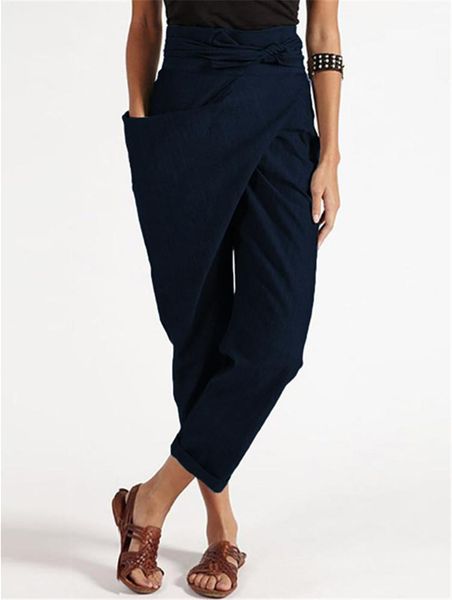 women's pants & capris 2021 style irregular lace-up cropped trousers casual women, Black;white
women's pants & capris 2021 style irregular lace-up cropped trousers casual women, Black;white