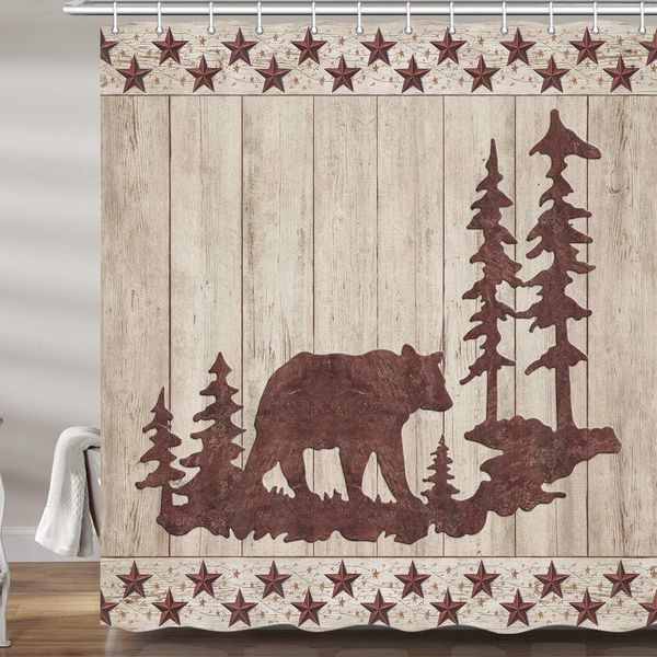 bear shower curtains for bathroom, wild animals in forest rustic cabin bath curtain set, iron star wooden board fabric bathroom
bear shower curtains for bathroom, wild animals in forest rustic cabin bath curtain set, iron star wooden board fabric bathroom