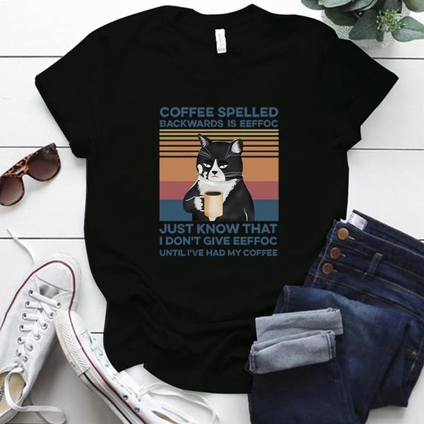 women's t-shirt seeyoushy coffee spelled backwards eeffoc funny cat print graphic tees women short sleeve summer tee shirt aesthetic cl, White
women's t-shirt seeyoushy coffee spelled backwards eeffoc funny cat print graphic tees women short sleeve summer tee shirt aesthetic cl, White