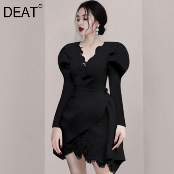 women white patchwork asymmetrical lace high waist dress v-neck long puff sleeve slim fashion tide summer 7e0248 210421, Black;gray
women white patchwork asymmetrical lace high waist dress v-neck long puff sleeve slim fashion tide summer 7e0248 210421, Black;gray