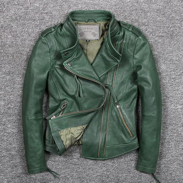 women's leather & faux fit slim fashionable genuine jacket green stand collar short moto biker women sheepskin coat, Black
women's leather & faux fit slim fashionable genuine jacket green stand collar short moto biker women sheepskin coat, Black