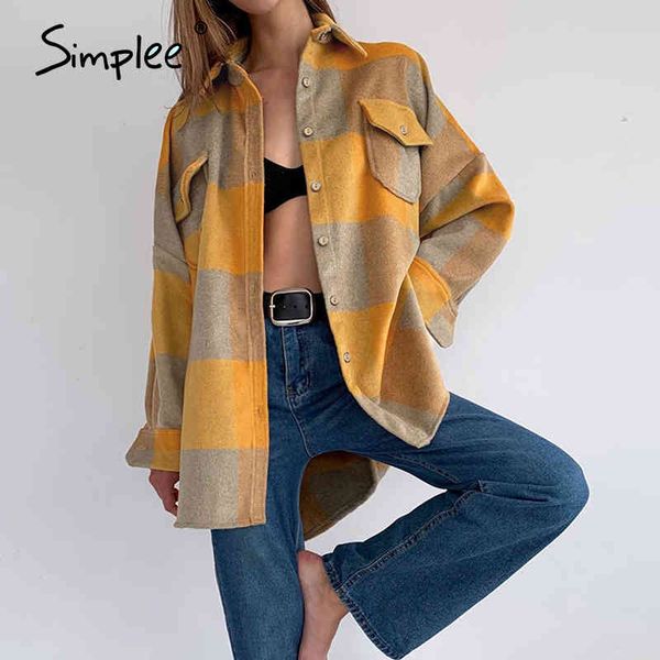 streetwear loose plaid jacket ladies casual autumn women coat female shirt buttons pockets tweed short coats 210414, Black;brown
streetwear loose plaid jacket ladies casual autumn women coat female shirt buttons pockets tweed short coats 210414, Black;brown