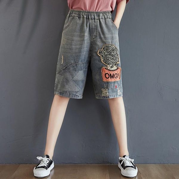 women's jeans women summer knee length casual arrival 2021 street style vintage embroidery elastic waist female denim pants b635, Blue
women's jeans women summer knee length casual arrival 2021 street style vintage embroidery elastic waist female denim pants b635, Blue