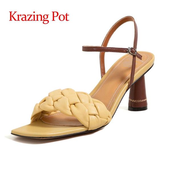krazing pot genuine leather high heels strange style open toe solid mature energy streetwear buckle straps sandals women l27, Black
krazing pot genuine leather high heels strange style open toe solid mature energy streetwear buckle straps sandals women l27, Black